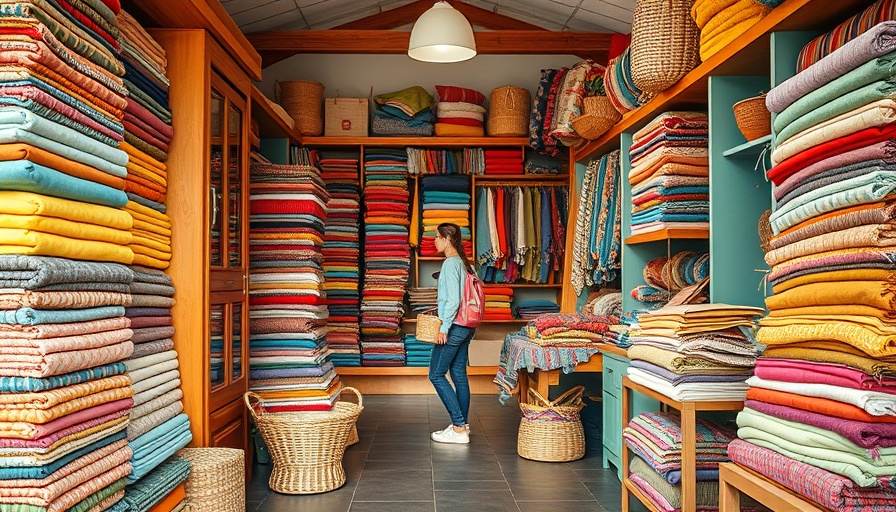 Interior of a Portuguese craft contemporary artisanal shop with textiles.