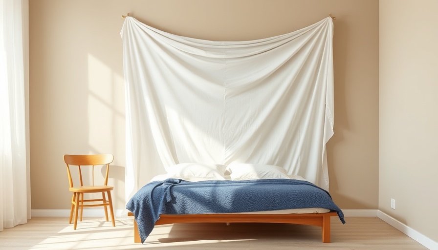 DIY headboard hack in a minimalistic bedroom with fabric