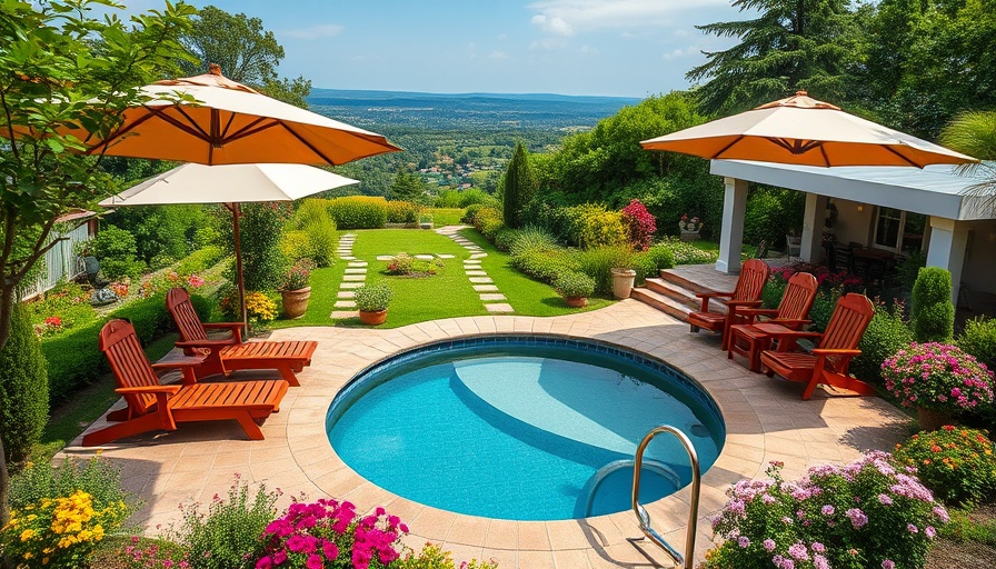 Beautifully transformed garden with seating area and pool.