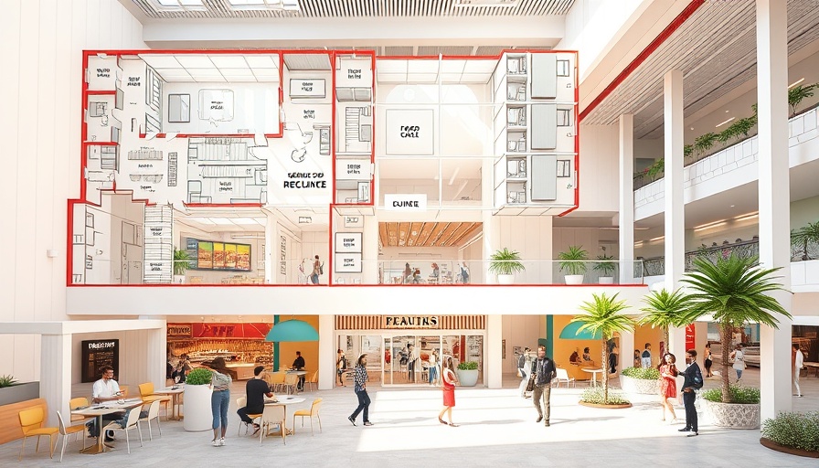 Vibrant home remodeling design of a public space with a food court.