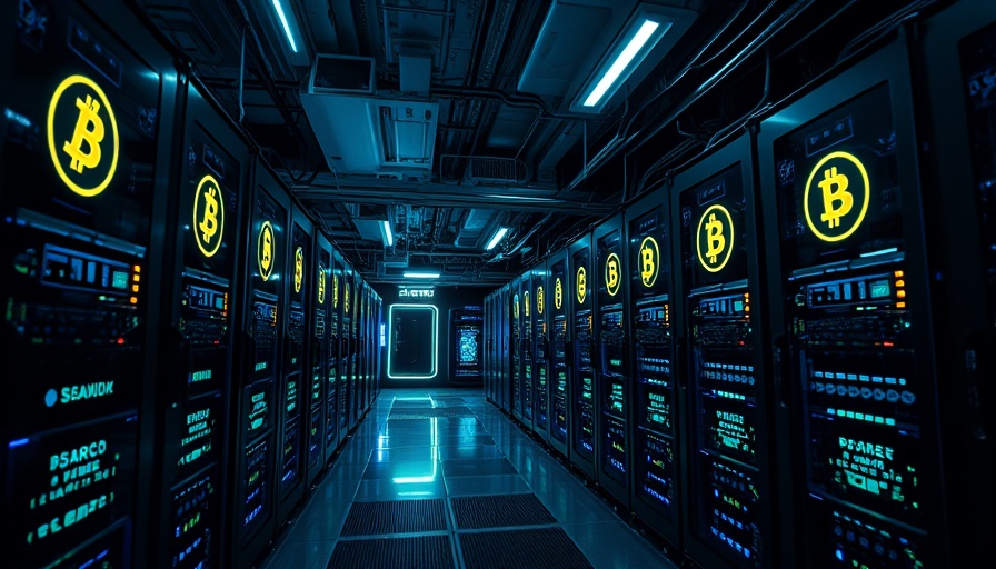 Futuristic Bitcoin mining setup for 2025 with advanced tech.