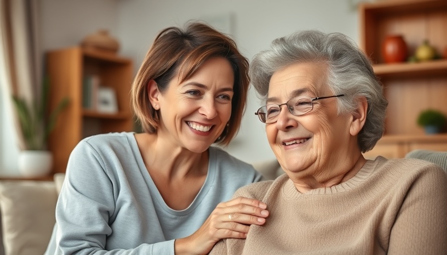Compassionate caregiver assisting senior in cozy Myrtle Beach home.