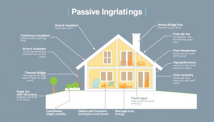 Infographic of high performance building principles with labeled features.