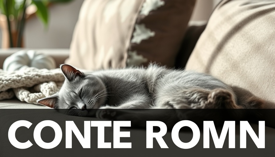 Gray cat napping on a couch with text '200 Girl Cat Names', cozy home scene