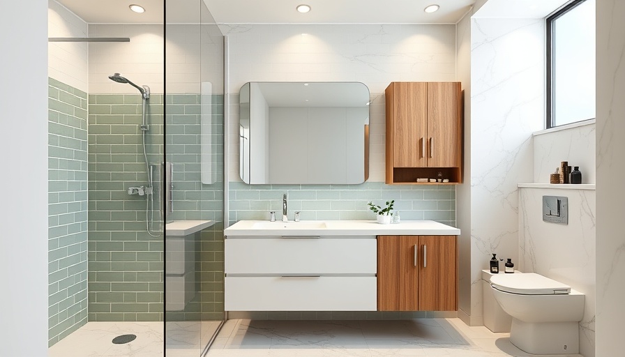 Modern classic bathroom design with stylish elements and natural lighting.