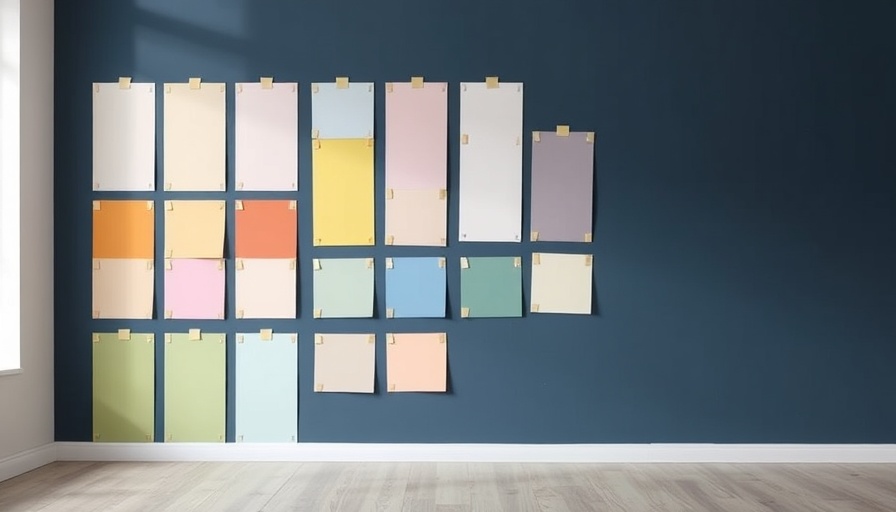 Assorted eco-friendly natural paint swatches on a blue wall.