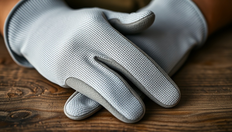 A2 cut protection gloves with textured grip on a wooden table