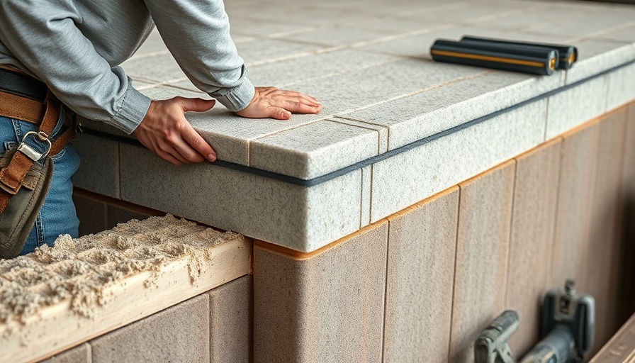 Close-up of slab edge insulation installation at a construction site.
