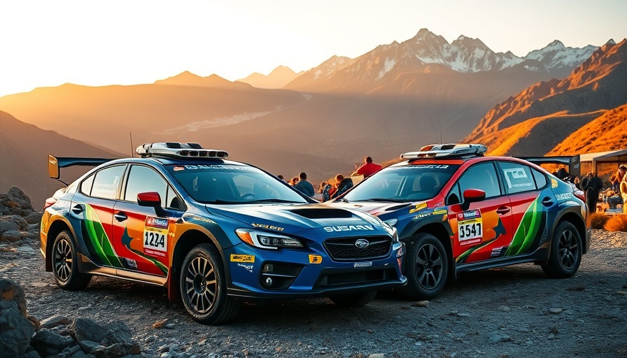 Rugged Subaru rally cars at 2025 Rebelle Rally with mountain backdrop