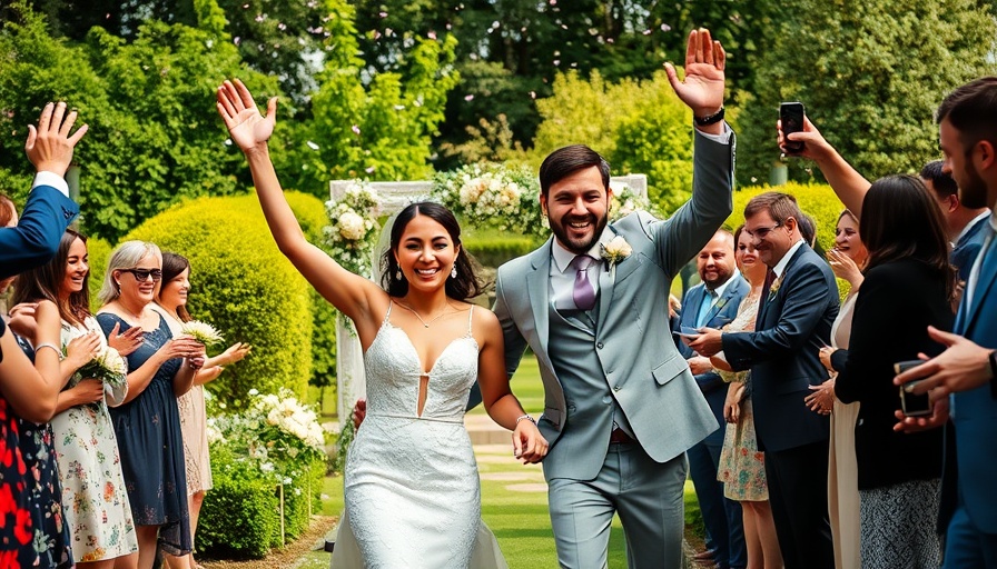 Leo Fioravanti wedding in Vogue Italia, couple celebrating outdoors.