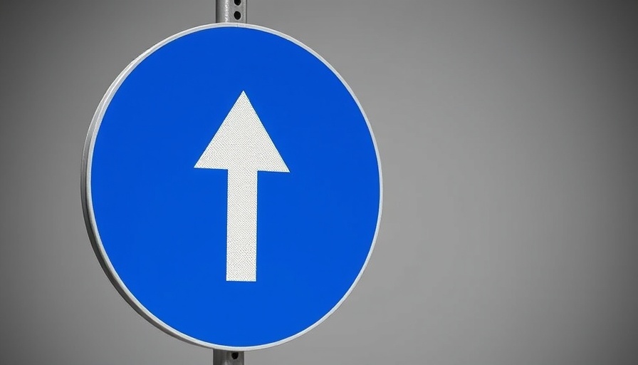 Upward arrow sign on blue circle, minimalistic design