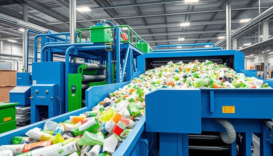 Modern PET recycling technology with conveyor and machinery.
