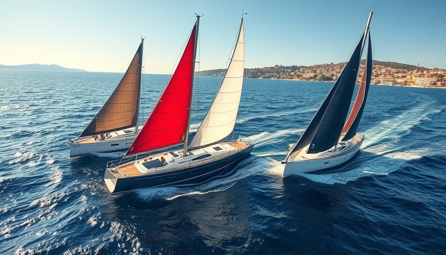 Yachts racing on the ocean with colorful sails, buying a yacht for £250,000-£500,000