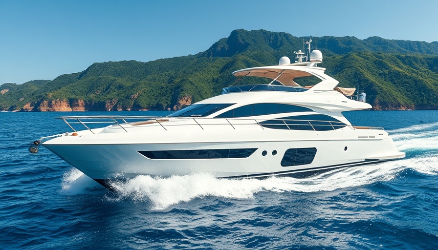 Cheoy Lee Discovery Series yacht cruising on blue water with mountains.