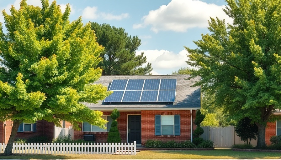Brick house with rooftop solar panels illustrating structural implications.