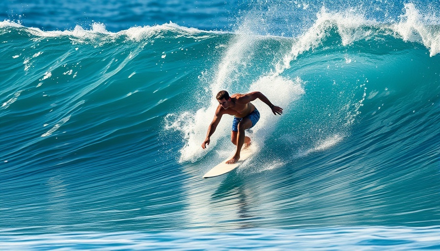 Dynamic frontside carve surfing technique on ocean wave