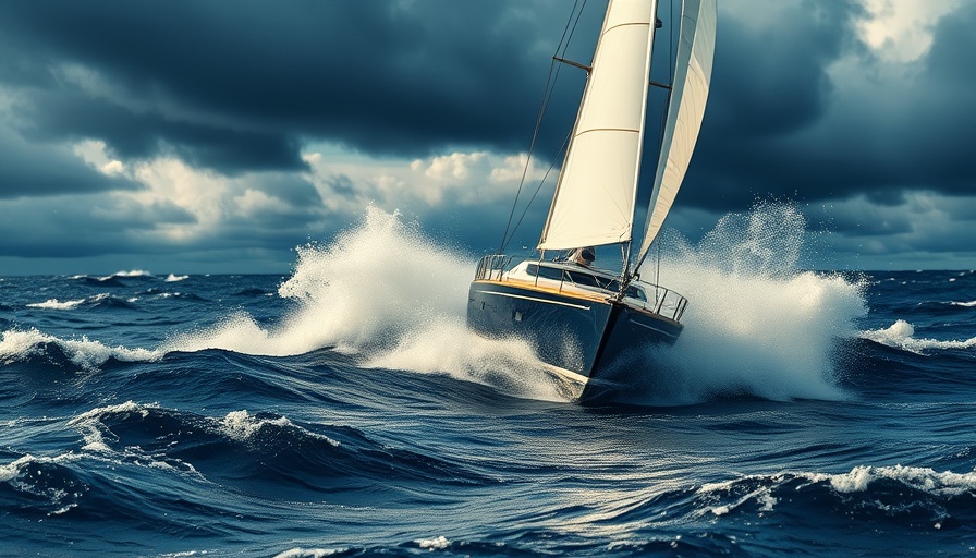 Sailing boat navigating ocean waves during offshore campaign on a budget.