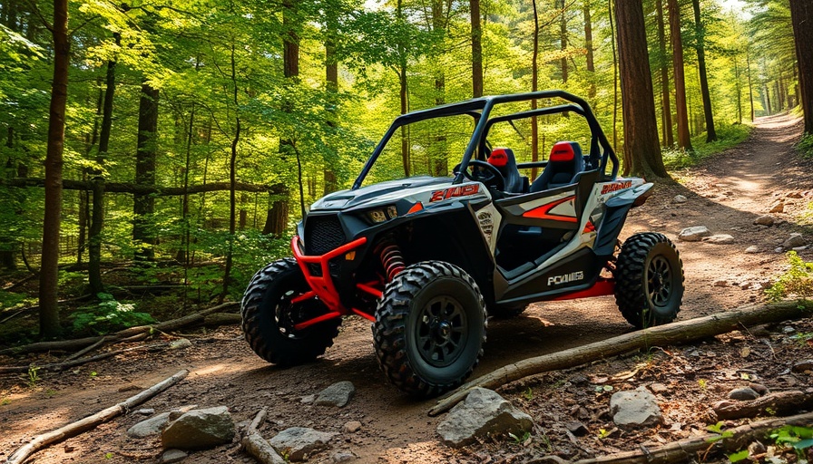 2026 Polaris RZR model navigating a rocky forest trail.
