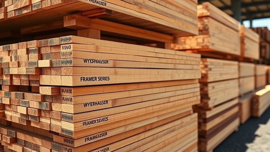 Weyerhaeuser Framer Series lumber neatly stacked in a yard.