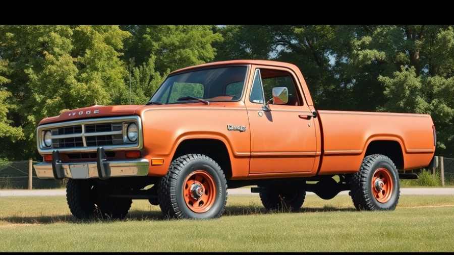 Rugged 1970 Dodge D200 build parked on grass.