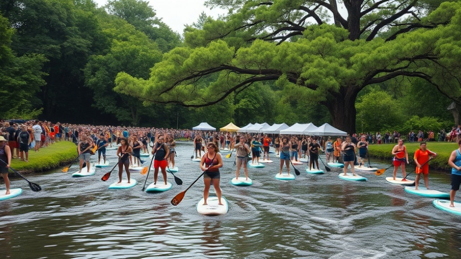 SUP The Creek 2025 event, paddleboarders on a lively creek.