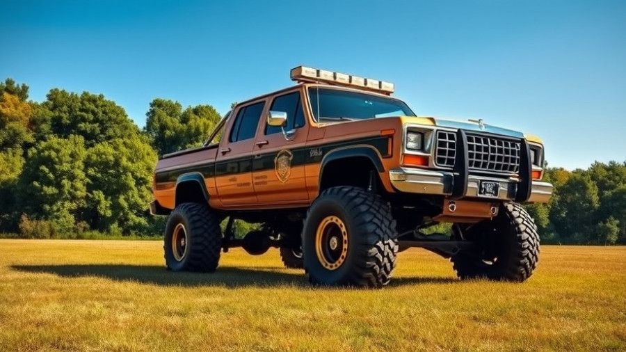 Lifted Crown Vic P71 High-Boy 4x4 with large tires on grass