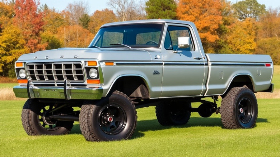 Restored 1978 Ford F-250 on grassy field during restoration adventure.