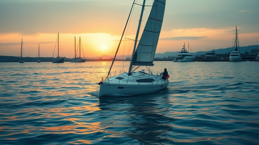 Transat Café L’Or partially capsized in calm water during sunset.