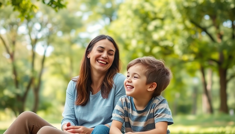 Mother and child laughing outdoors, vagus nerve relaxation.
