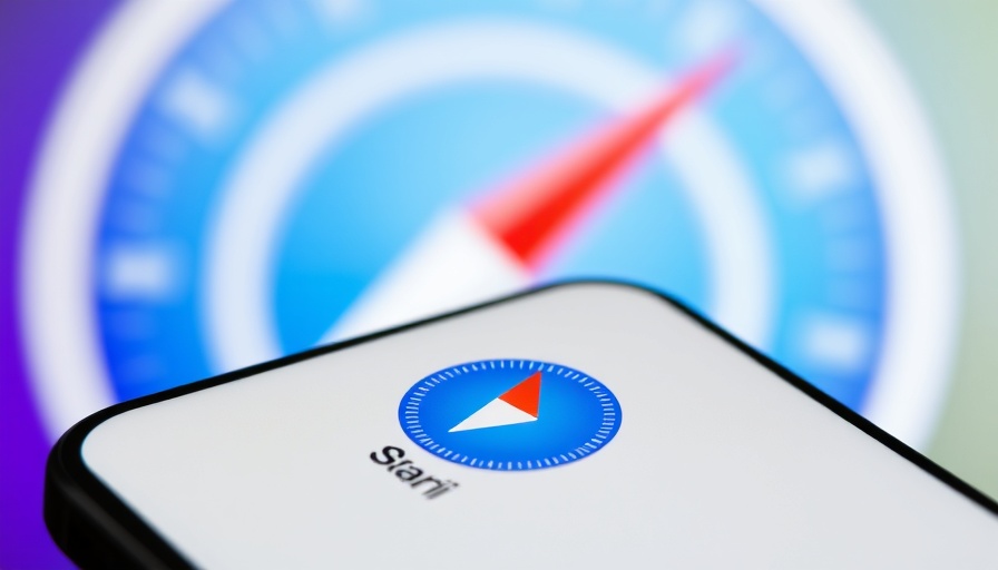 Apple Safari logo on smartphone and background, related to Apple antitrust probe.