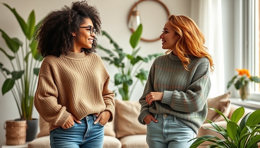 Two women discussing zodiac tardiness in a cozy living room.