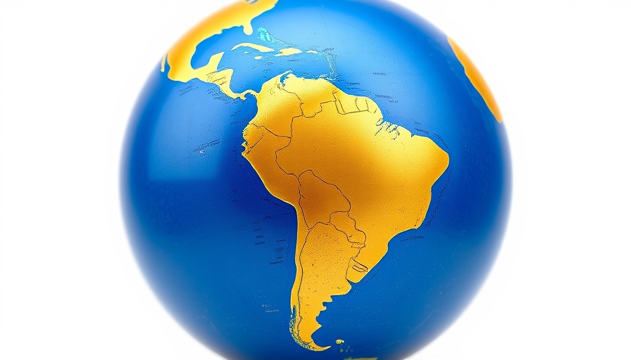 Vibrant Latin America globe for fintech context, minimalistic design.