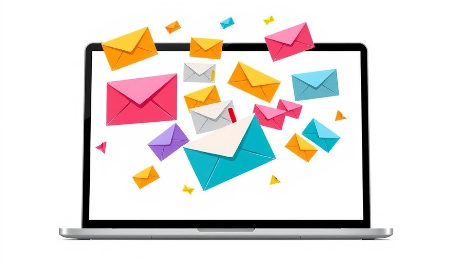 Colorful envelopes emerging from a laptop, aging dementia.