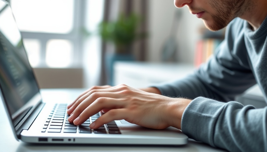 Close-up of hands on a laptop during ACA enrollment