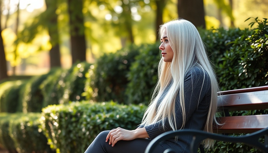 Serene woman in park setting reflecting peaceful balance