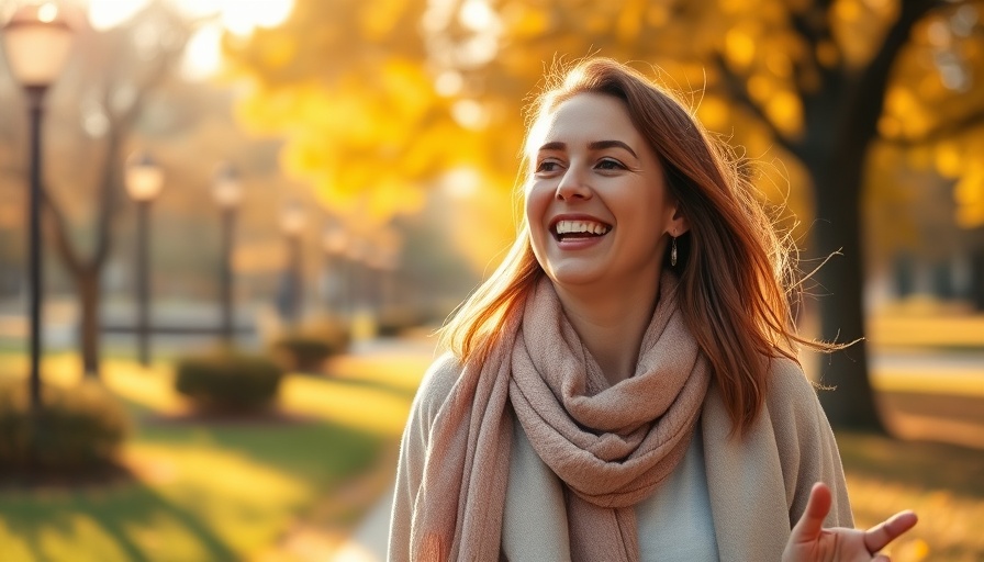 Smiling woman in a park during sunset, nighttime routines