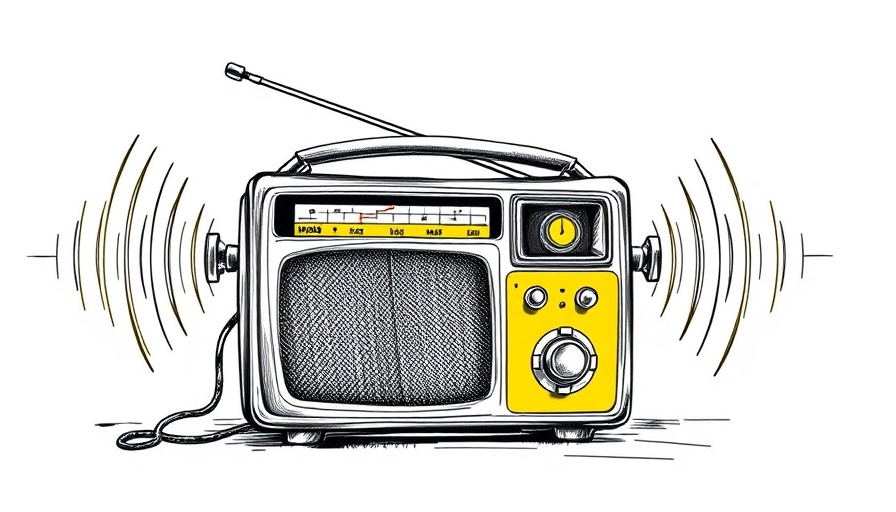 Vintage radio sketched for healthcare trends news segment