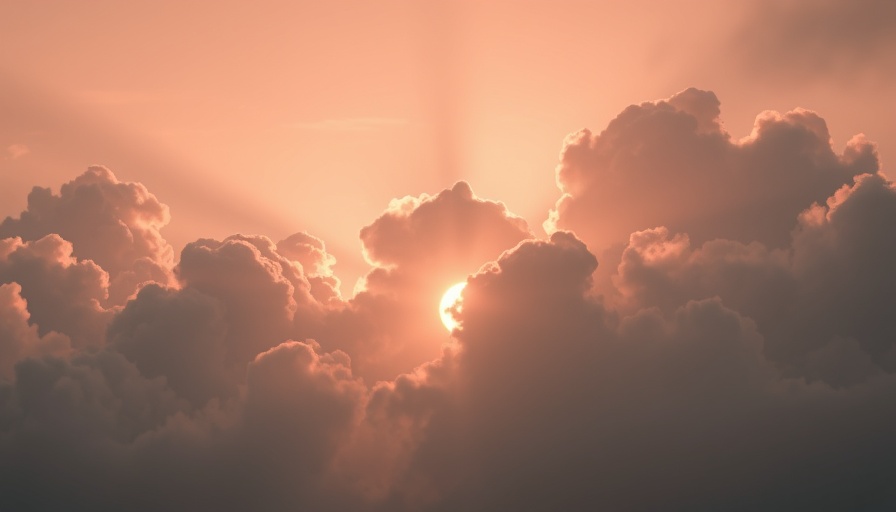 Serene sky with pink-orange clouds and sunlight, emotional awareness.