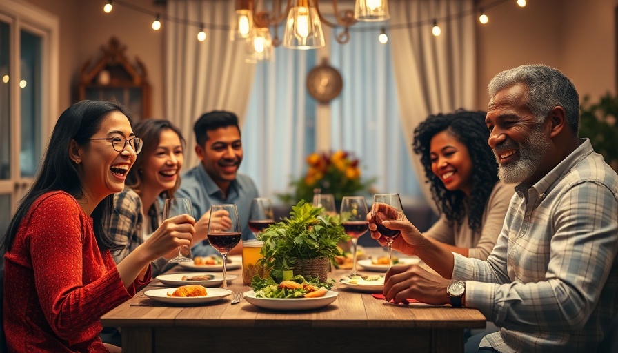 Joyful dinner gathering with friends discussing gift giving astrology