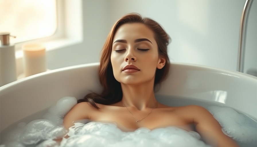 Serene woman relaxing in bath, embodying tranquility and self-care.