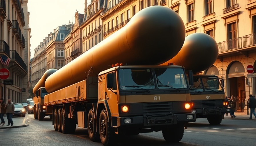 Missile trucks in city street at night, data breach context.