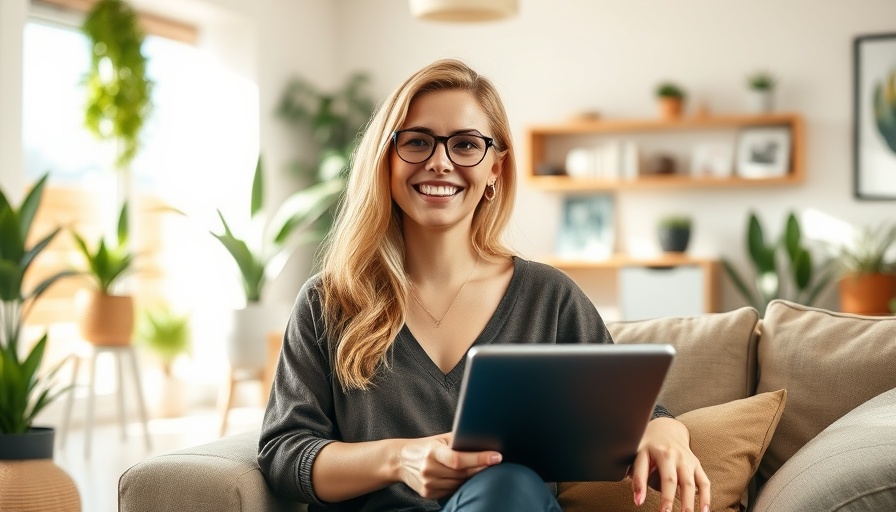 Blonde woman relaxing in cozy living space