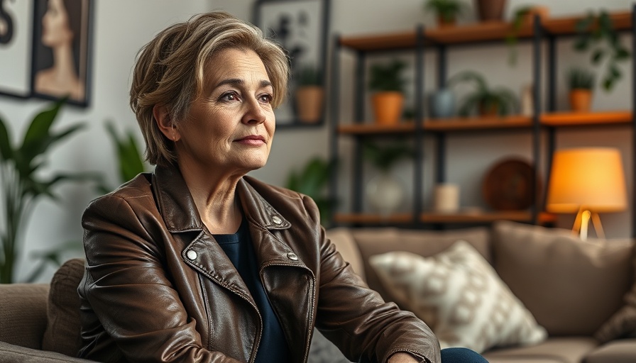 Thoughtful woman in cozy living room, metabolism tracker