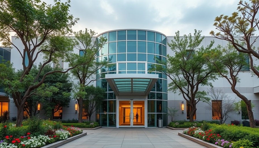 Modern healthcare facility showing hospice care quality sign.