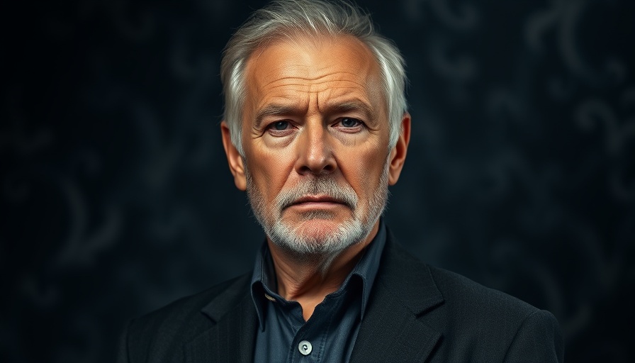 Prominent man in suit looking serious, symbol of authority.