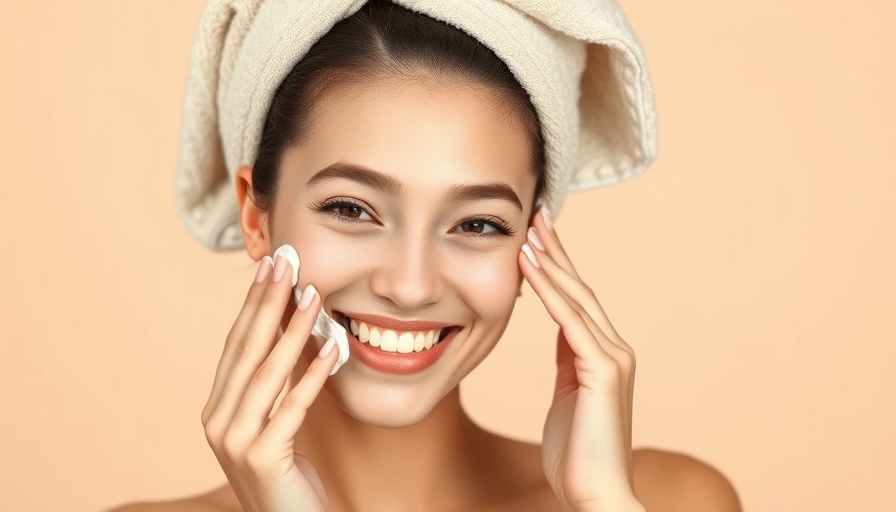 Young woman practicing beauty habits with face cream