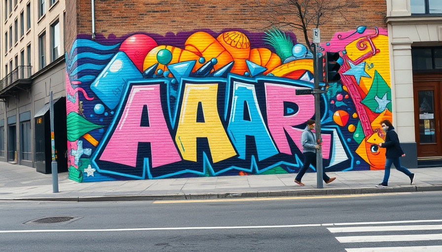 AI concerns mural on city street raises thought-provoking questions.