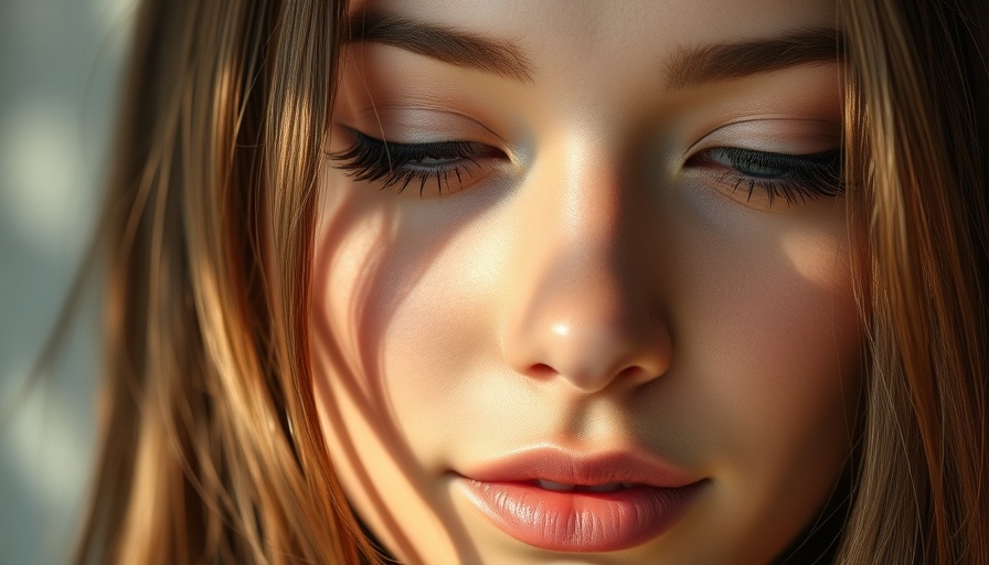 Young woman with smooth hair and skin in soft lighting.