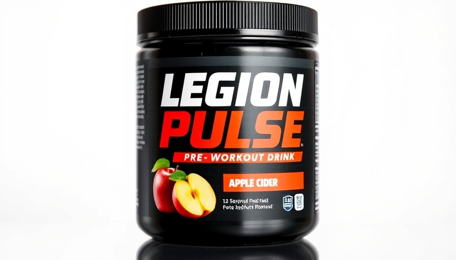 Legion Pulse pre-workout drink container in apple cider flavor.