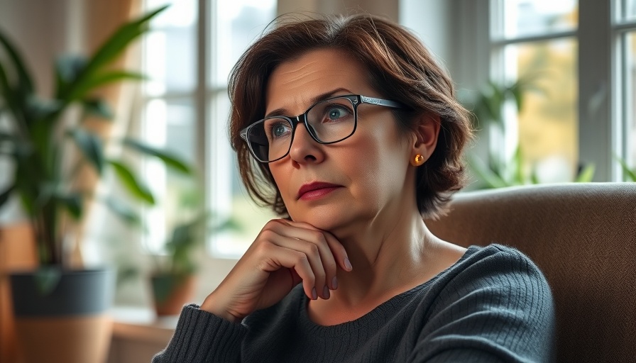 Thoughtful woman in cozy living room setting